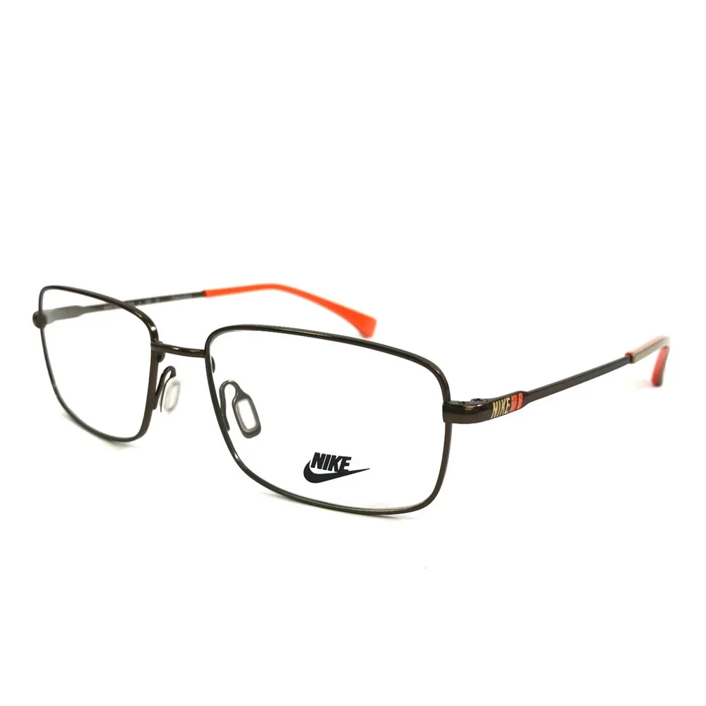 Nike Eyeglasses Frames 8025 215 Bronze Brown Rectangle Wire Rim 54-17-140